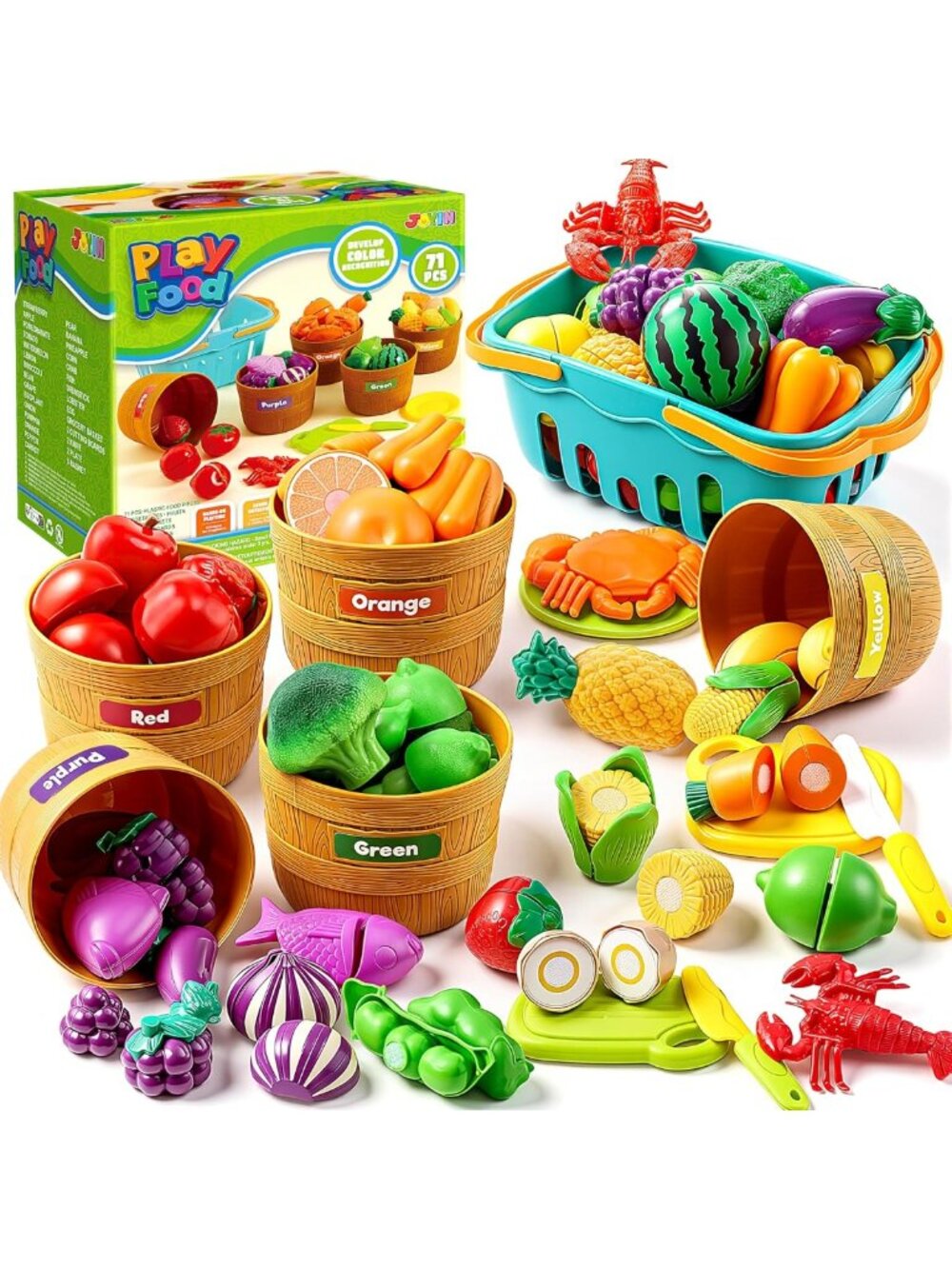 Colorful Play Food Set for Kids | Educational Cutting Toys & Kitchen Accessories